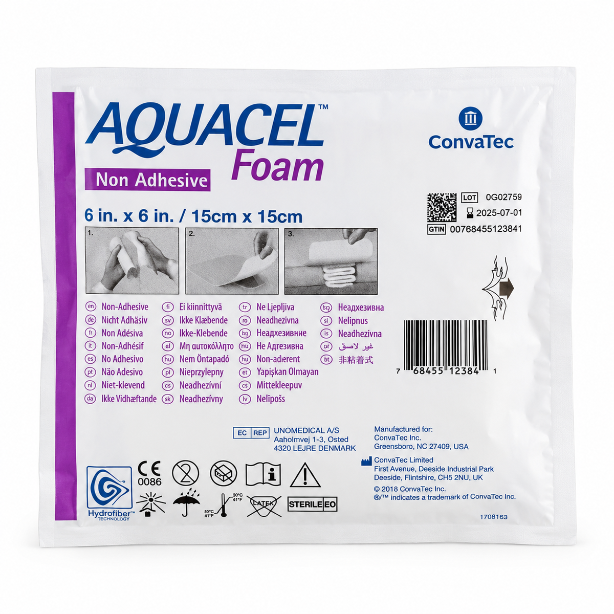 AQUACEL FOAM NON ADHESIVE 15cmx15cm REF:420635