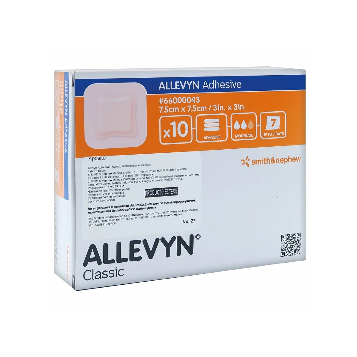 ALLEVYN ADHESIVO 7.5x7.5 cm REF:66000043