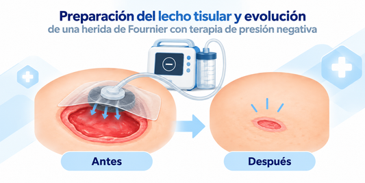 Preparación del lecho tisular y evolución de una herida de Fournier con terapia de presión negativa